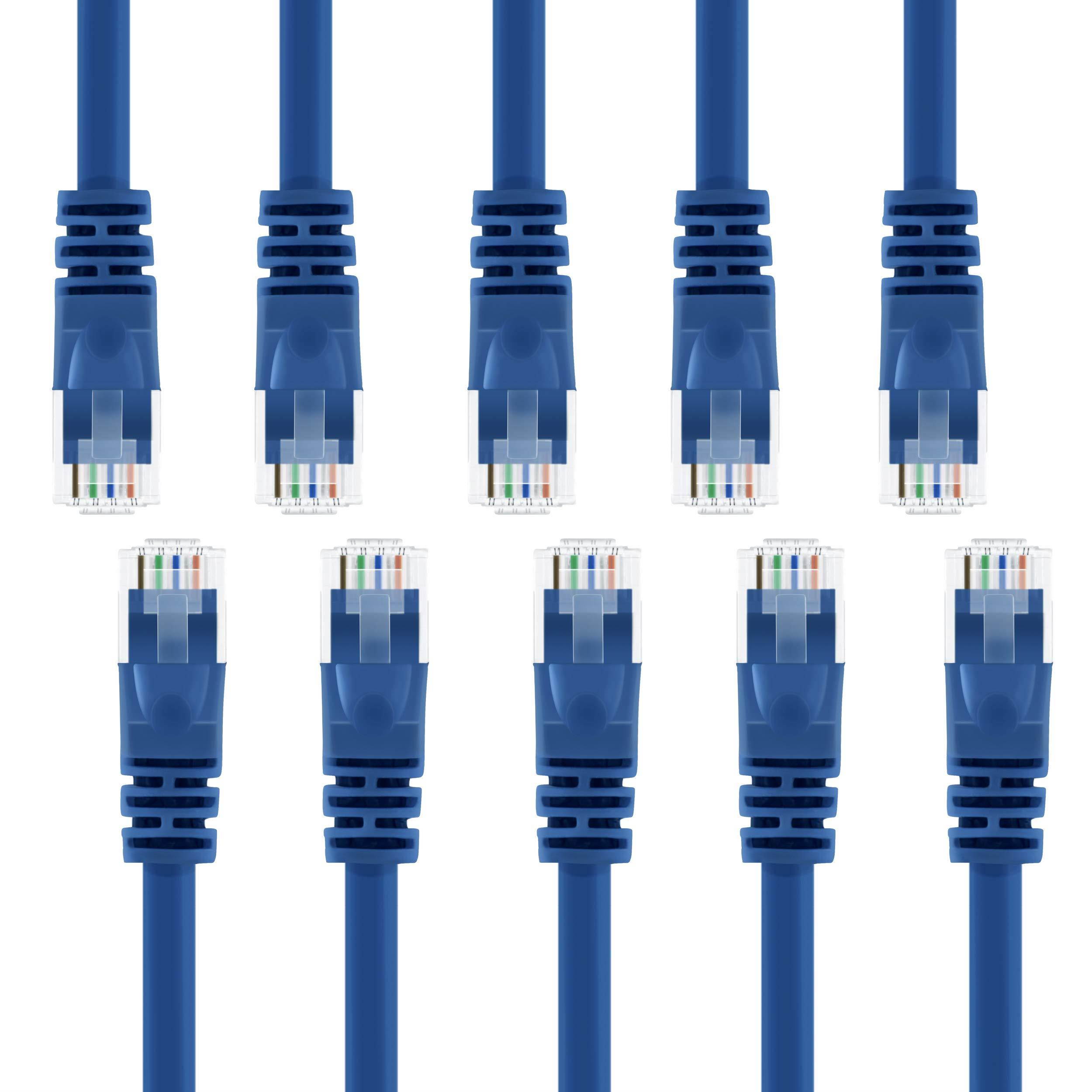 GearIT 50-Pack, Cat 6 Ethernet Cable Cat6 Snagless Patch 0.5 Feet - Snagless RJ45 Computer LAN Network Cord, Blue - Compatible with 48 Port Switch POE Rackmount 48port Gigabit