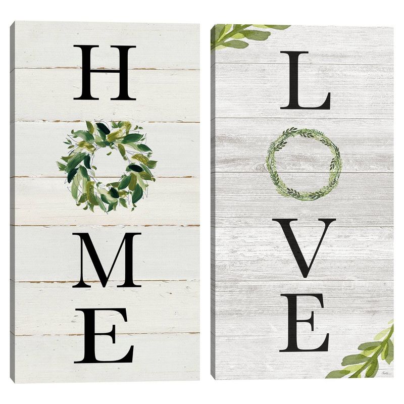 Set of 2 Home & Love Panels Unframed Canvas Art Prints - Masterpiece Art Gallery