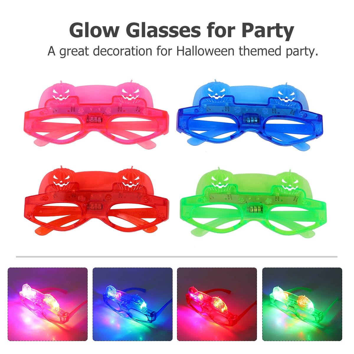 4pcs Halloween Glow Glasses Children's Toy for Party Bar Nightclub Pumpkin Style
