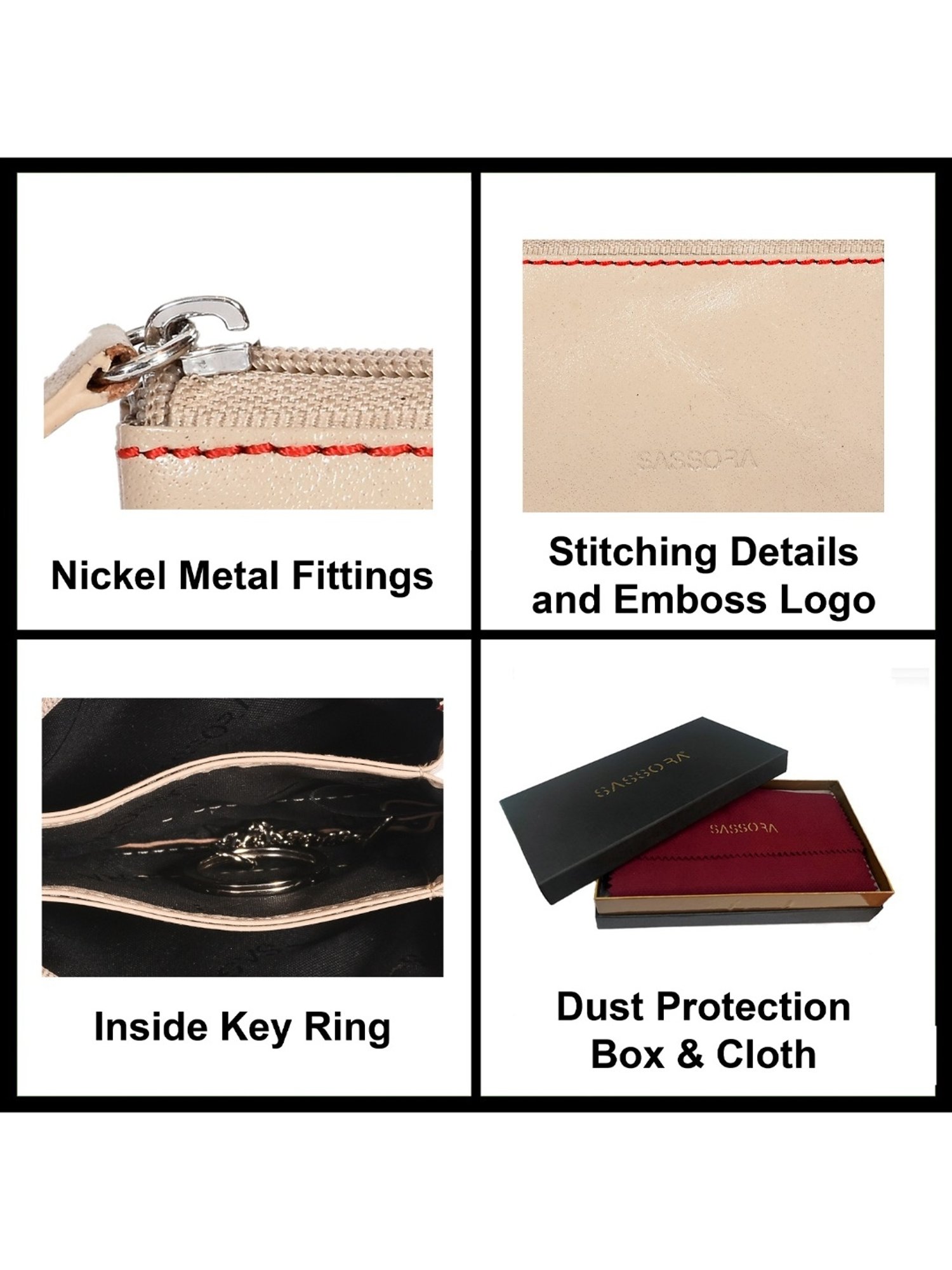 SASSORA JONAS Beige Leather Textured Wallet