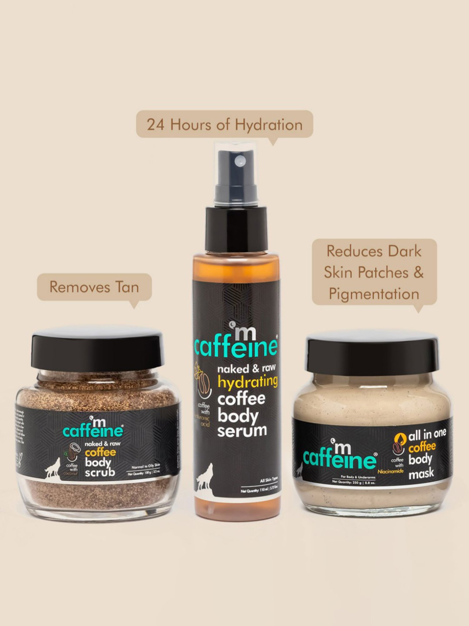 mCaffeine Coffee Face Moisturizer and Body Lotion for Complete Winter Care Combo