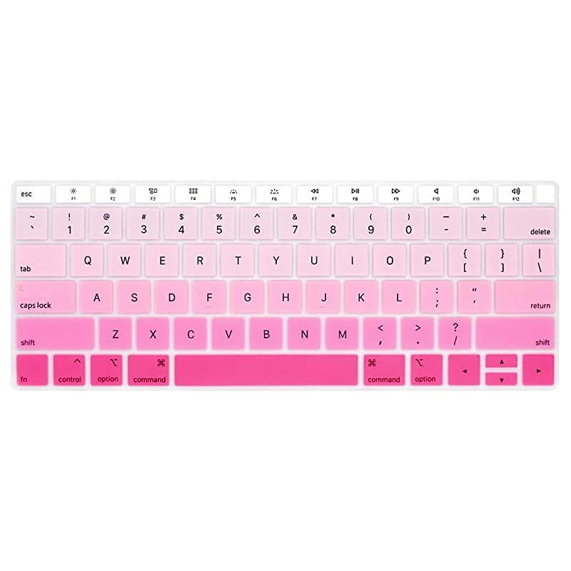 Pink Gradient Keyboard Cover Ultra Thin Silicone Keyboard Skin for 2019 2018 MacBook Air 13Inch A1932 US Version Keyboard Accessories Protector NOT FIT 2020 Air 13Inch Ombre Pink