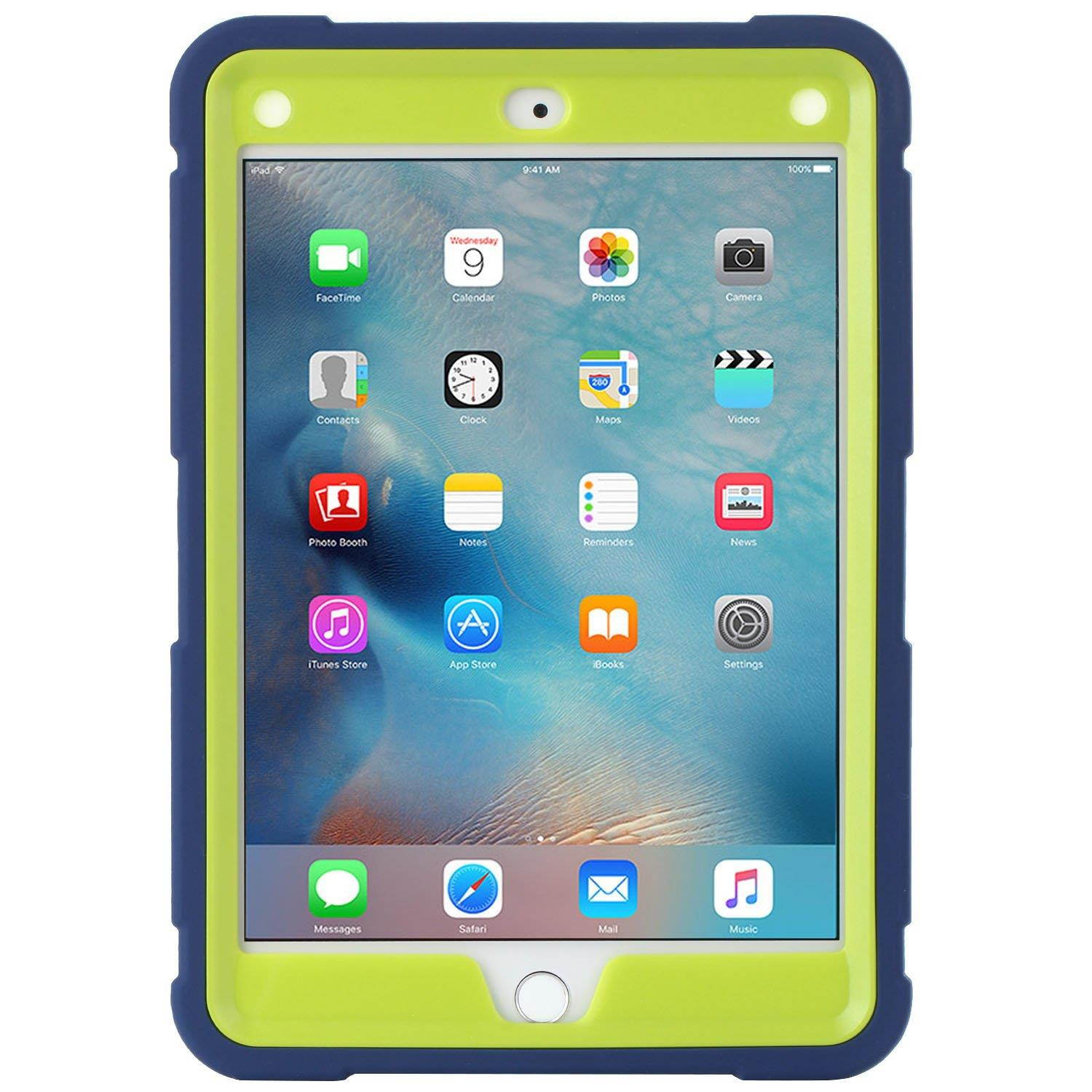 iPad Mini 4 Case,iPad Mini 4 Retina Case,iPad Mini 5 Case,BENTOBEN 3 in 1 Hybrid [Soft&Hard] Heavy Duty Rugged Shockproof Anti-Scratch Protective Kickstand Cases for iPad Mini 4/5,Navy Blue/Green