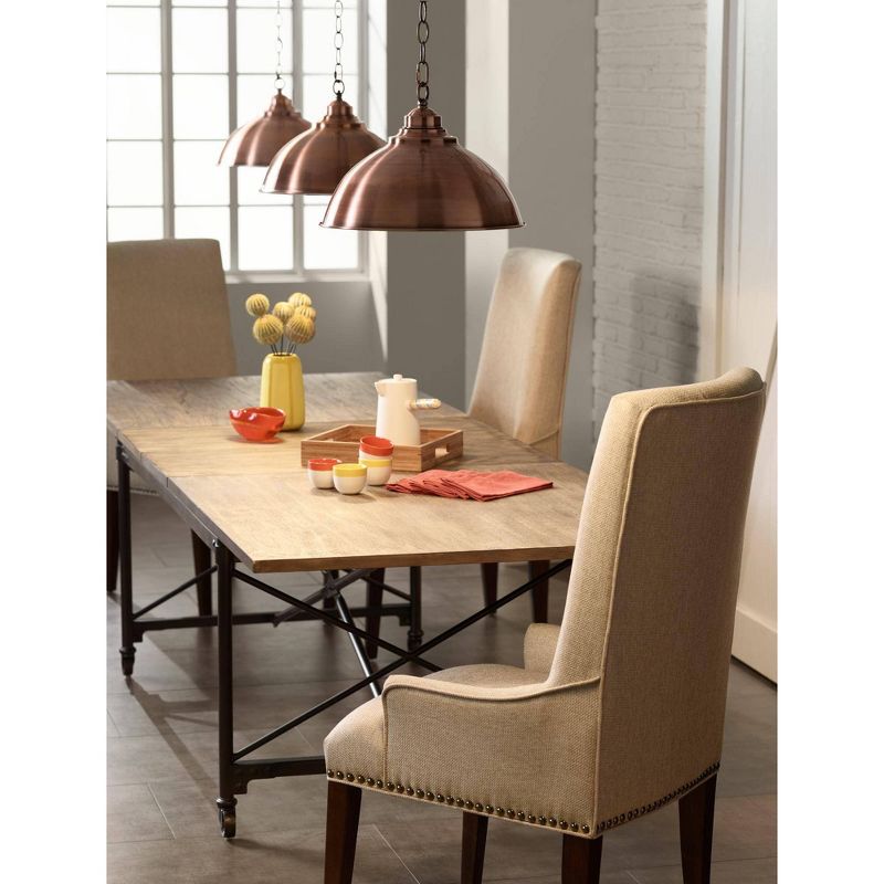 Franklin Iron Works Copper Dome Pendant Light 13 1/4" Wide Modern Industrial Rustic Fixture for Kitchen Island Dining Room