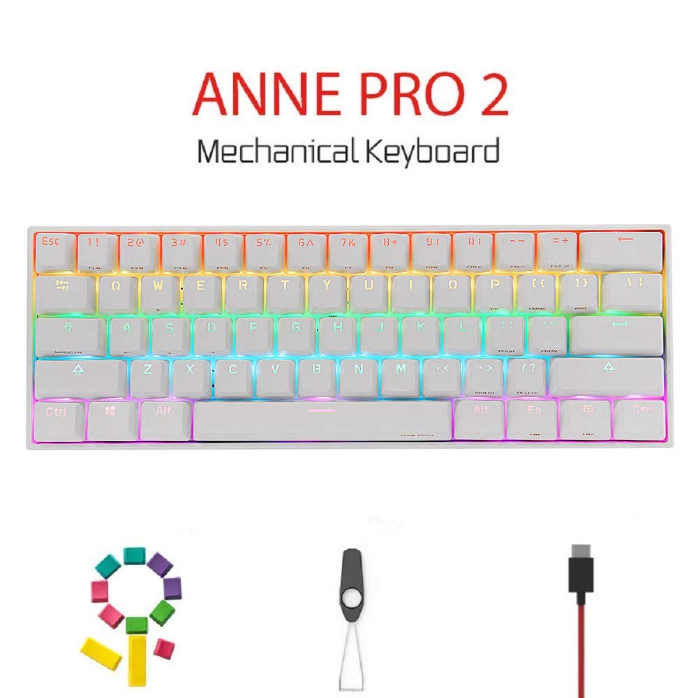 Anne Pro 2 60% Mechanical Keyboard Wired/Wireless Dual Mode Full RGB Double Shot PBT - Brown Switch