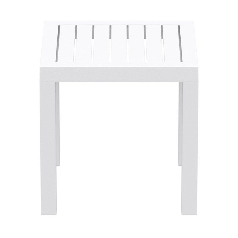 Ocean Square Resin Patio Side Table in White - Compamia