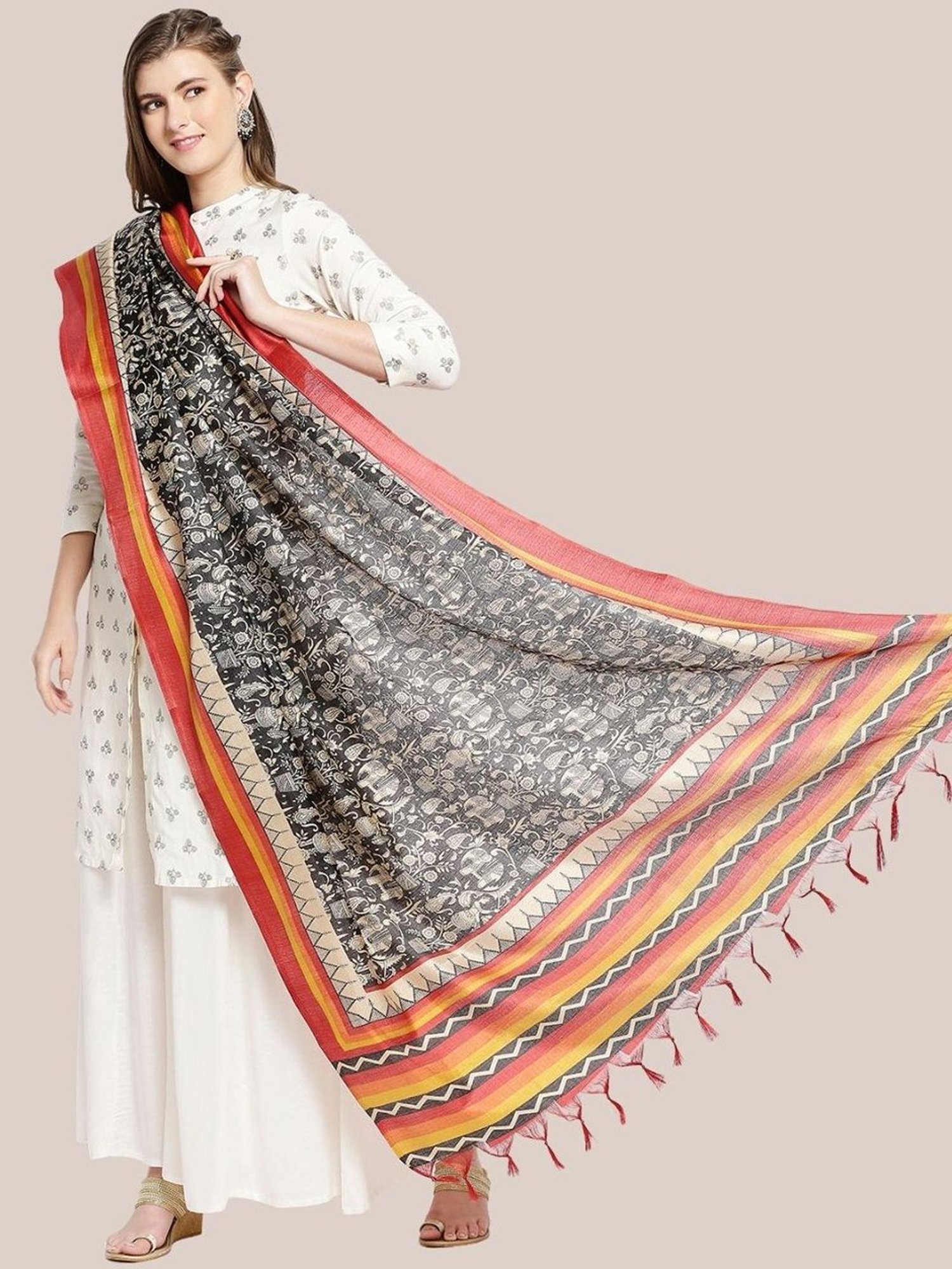 Dupatta Bazaar Black Printed Dupatta