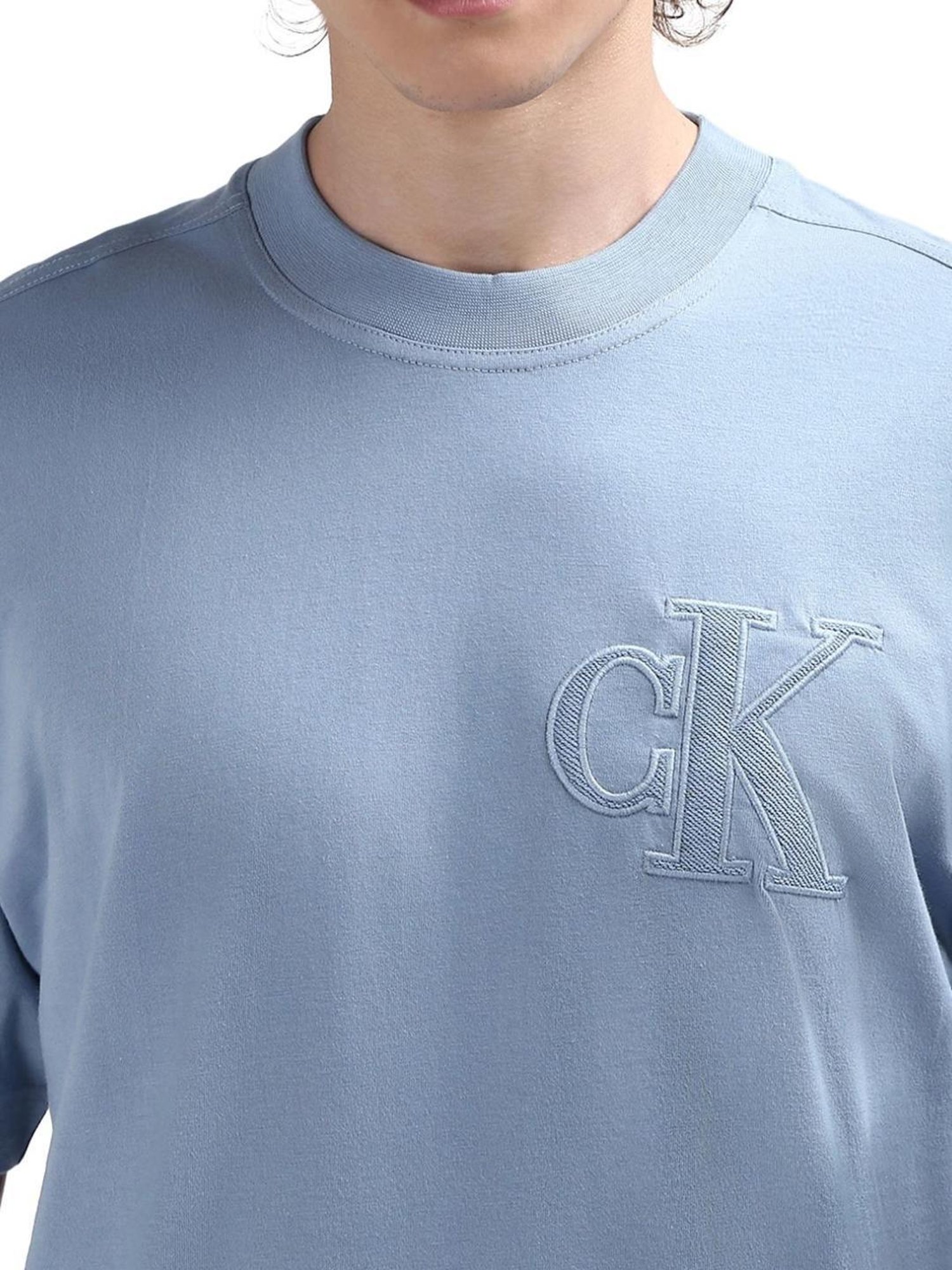 Calvin Klein Blue Cotton Relaxed Fit T-Shirt