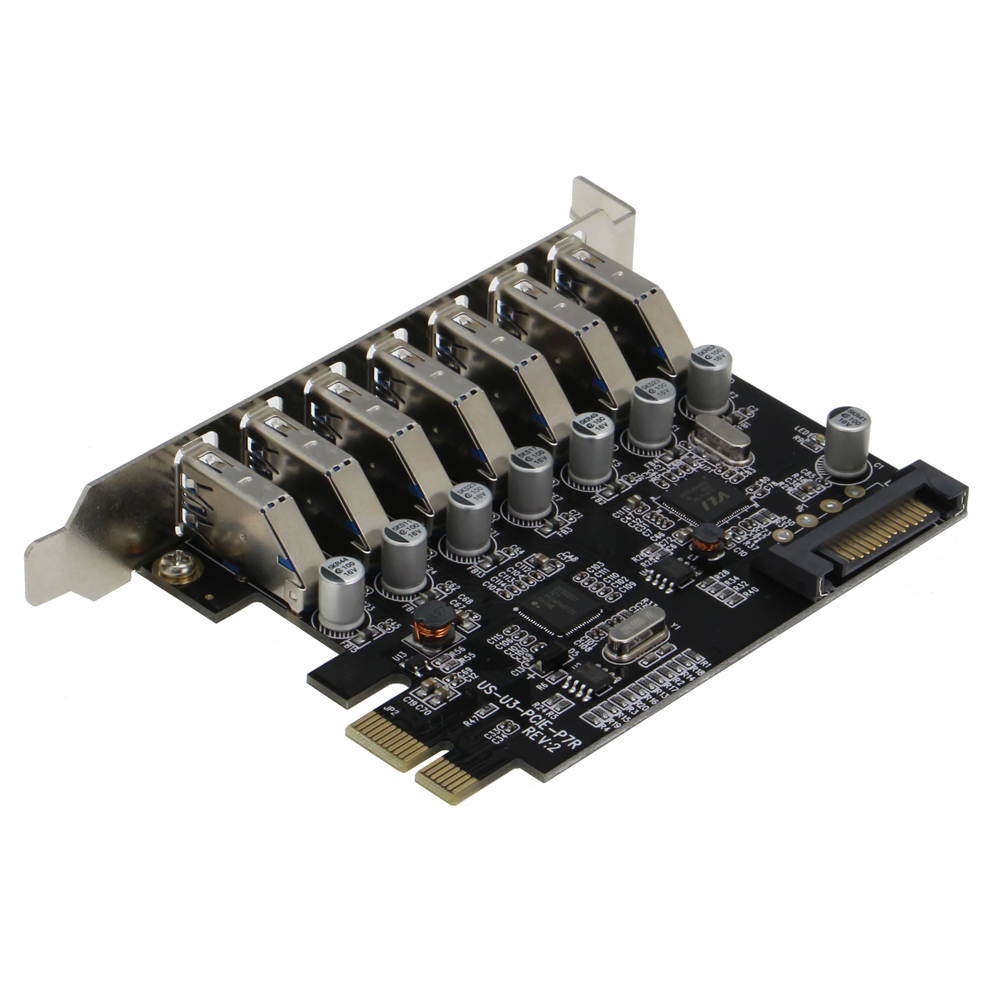 Sedna - PCIE 7 Port USB 3.0 Adapter Card ( 7 External Ports ) with SATA   Power Connector , ( NEC Host controller )