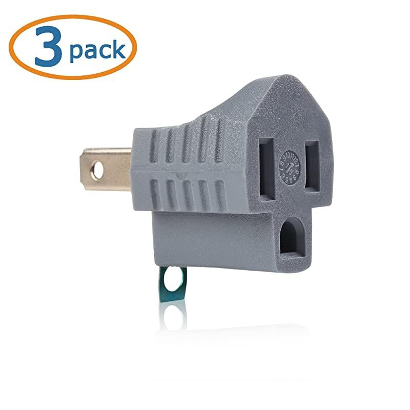 3Pack Polarized Grounding Adapter 3 Prong to 2 Prong Adapter Allows a 2 Prong Outlet to Accept 3 Prong Plugs