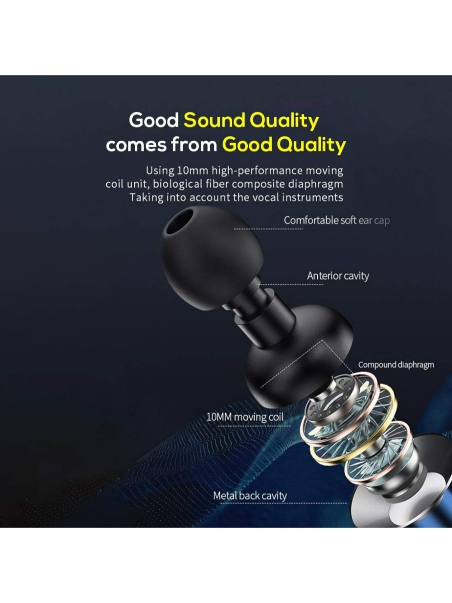 PTron Pride Lite in Ear Wired Earphones with Mic, 3.5mm Aux (Blue)