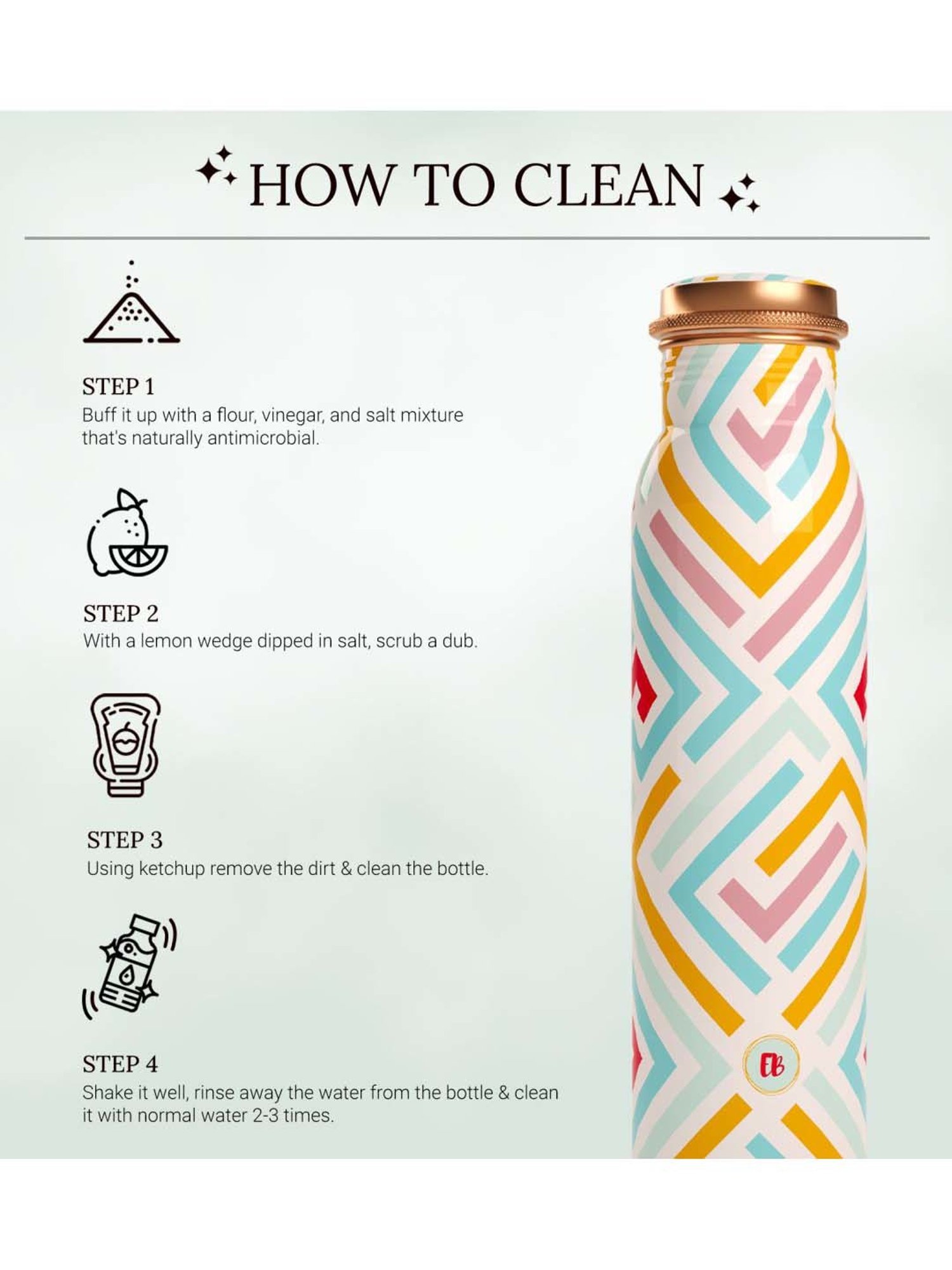 Everything Beautiful White & Yellow Copper Water Bottle - Standard (0.9 L)