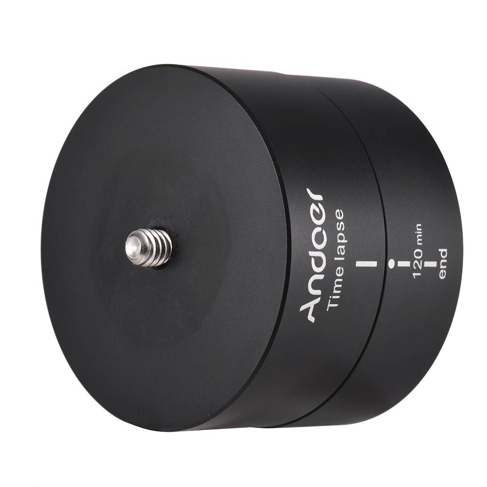 Andoer 120 Minutes 360 Degrees Panning Auto Rotation Time Lapse Tripod Head Panoramic Stabilizer for GoPro Hero6 5 4 3 3+ for Lightweight DSLR ILDC Camera for iPhone Samsung Huawei Smartphones
