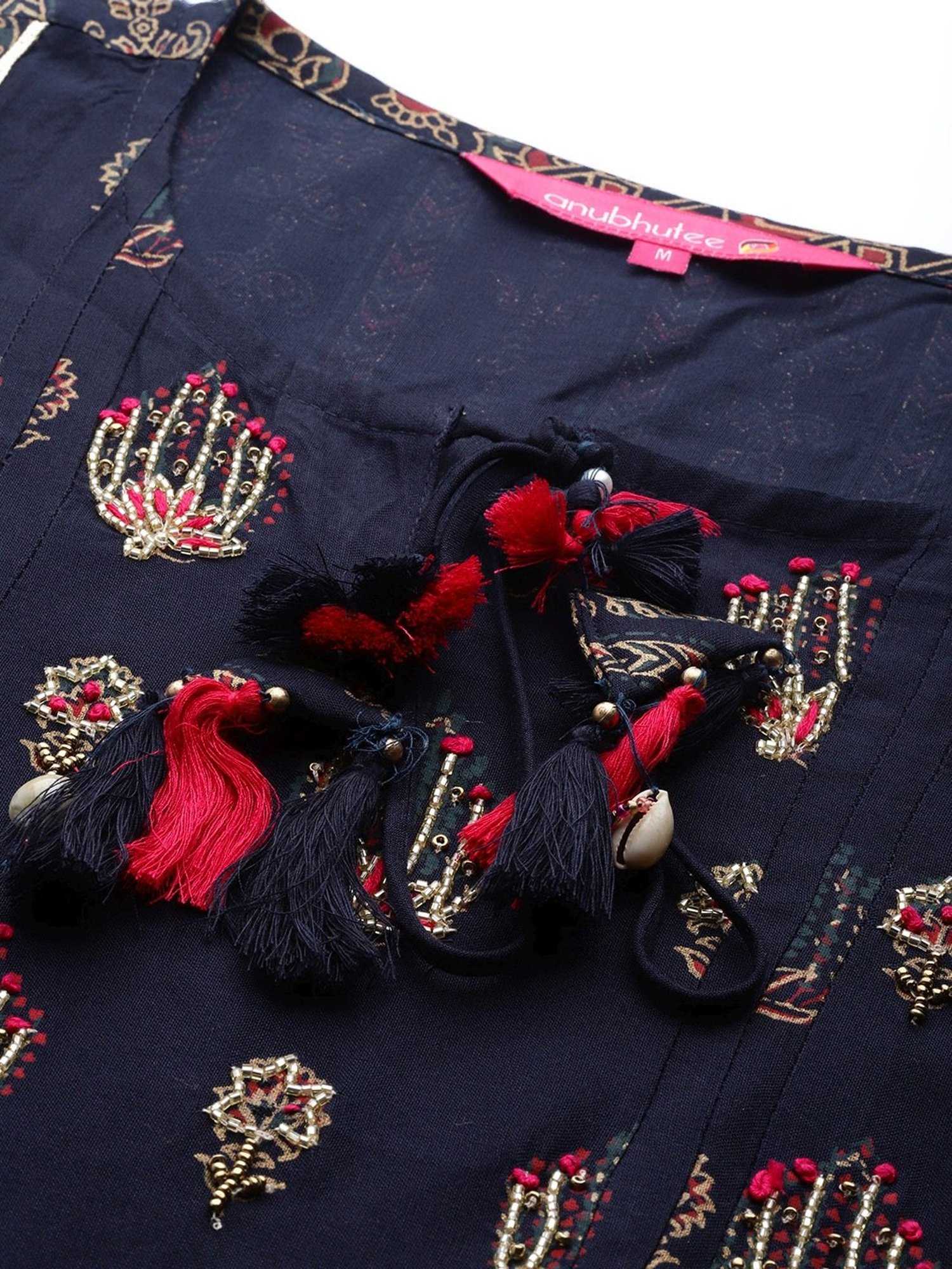 Anubhutee Navy Embellished Kurta Palazzo Set With Dupatta