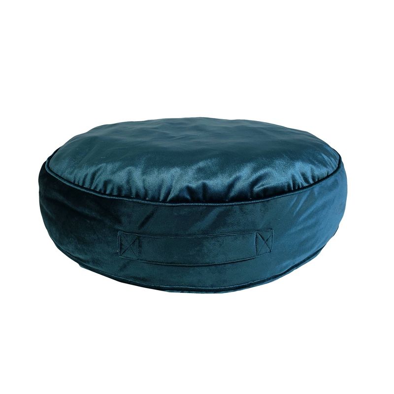 24" Panne Velvet Floor Round Pillow Teal - Edie@Home