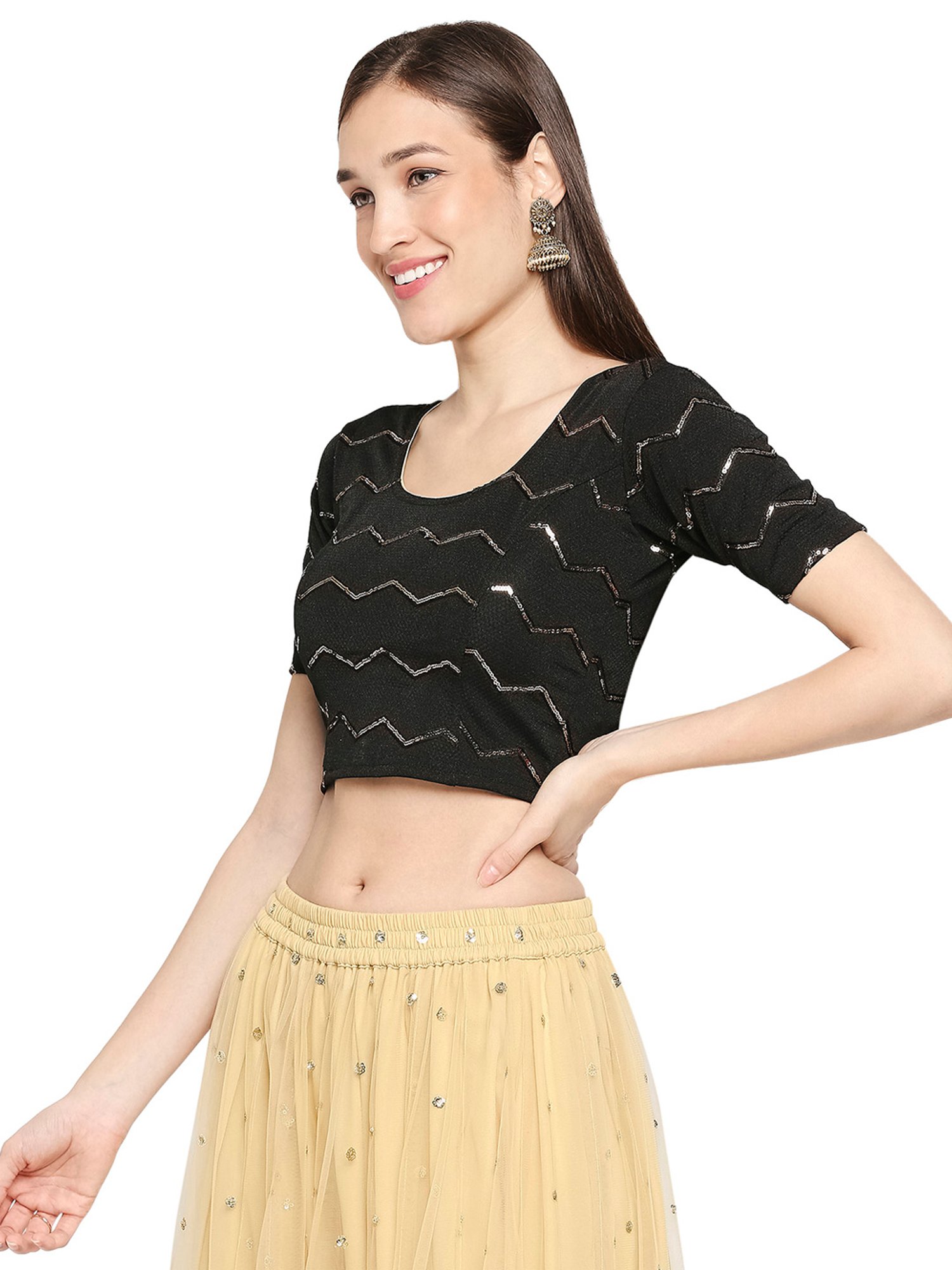 Salwar Studio Black Embellished Blouse