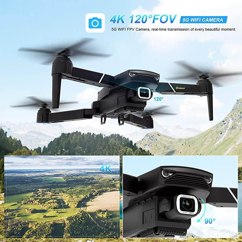 E520S GPS Drone with 4K Camera for Adults, 5G WiFi FPV Live Video GPS Return Home 32mins Flight Time Follow Me RC Professional Quadcopter for Adults Carrying Case and Two Batteries