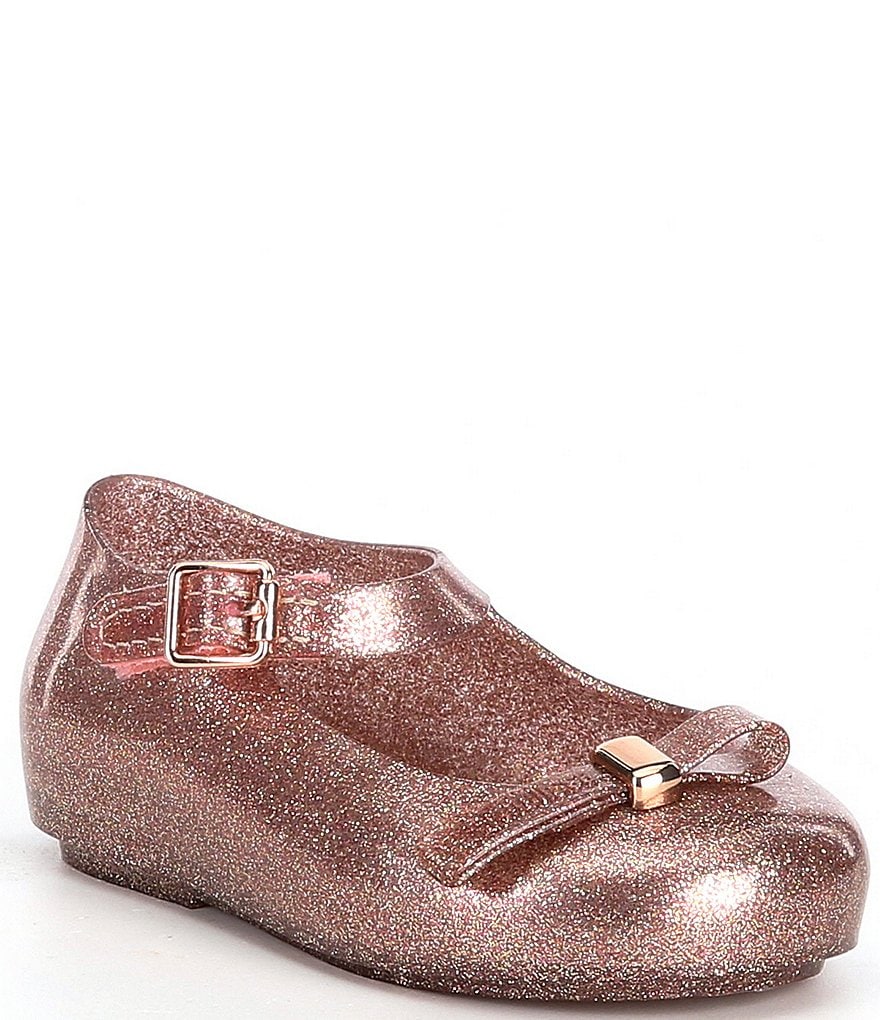 Mini Melissa Girl's Dora BB Glitter Bow Detail Mary Janes (Toddler)