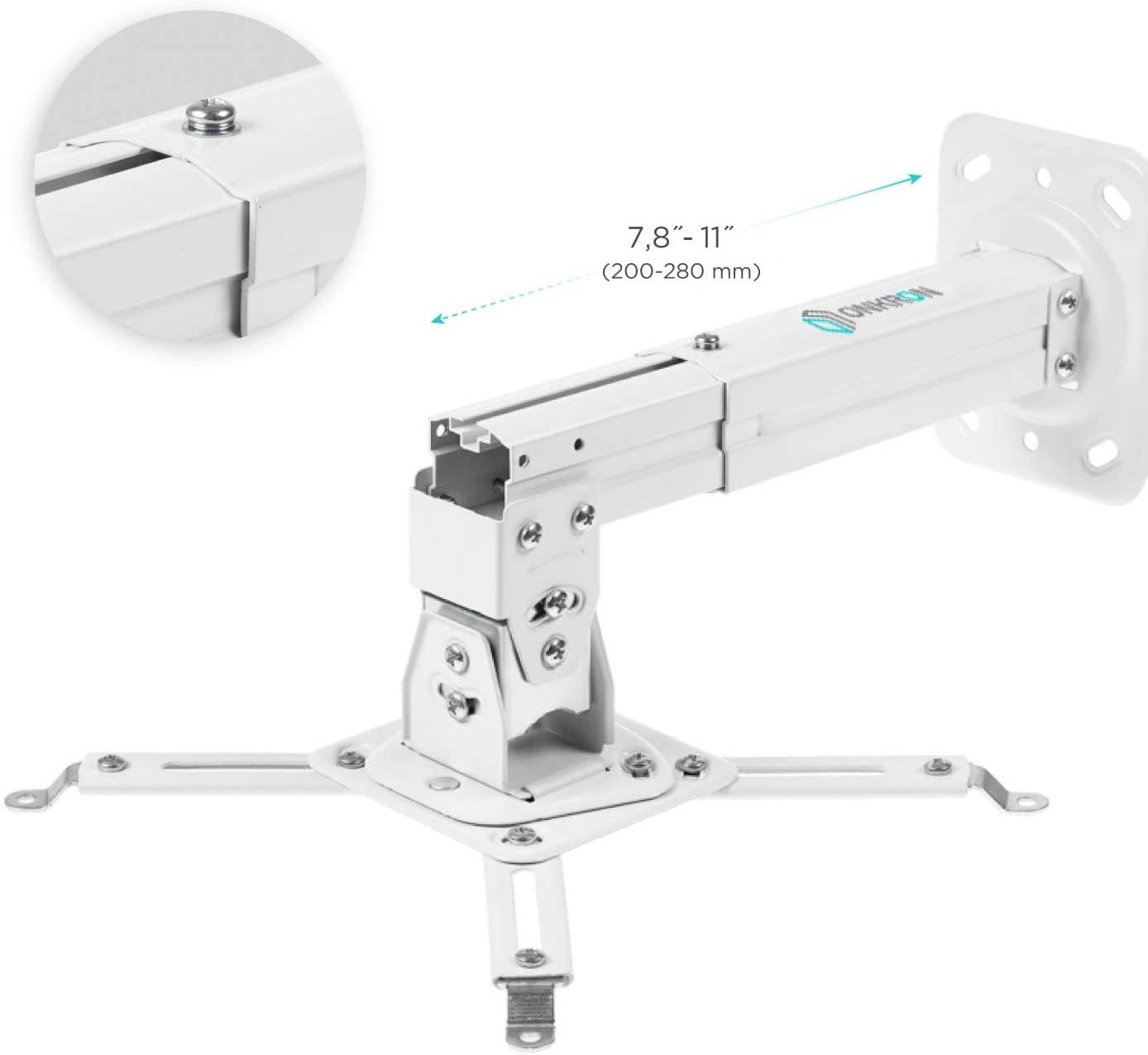 ONKRON Universal Ceiling Projector Mount Height Adjustable Mounting Bracket up to 22 LBS White K3A