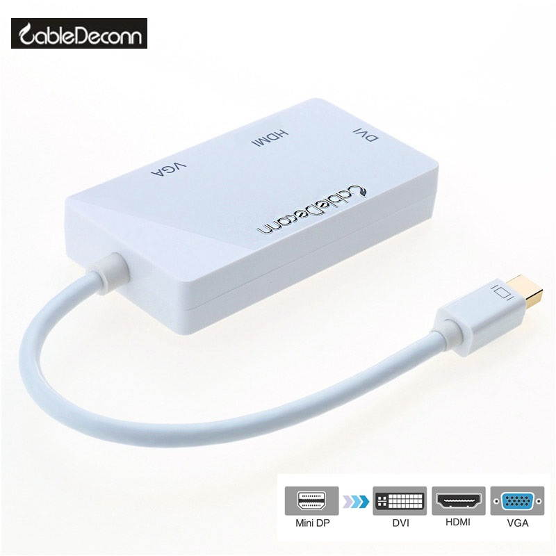 CableDeconn mini displayport splitter Thunderbolt hub to hdmi vga dvi adapter Converter 3in1 Cable for Apple MacBook Air Pro dell surface