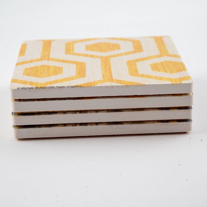 Thirstystone Yellow Lattice & Ikat 4 Piece Occasions Coaster Set