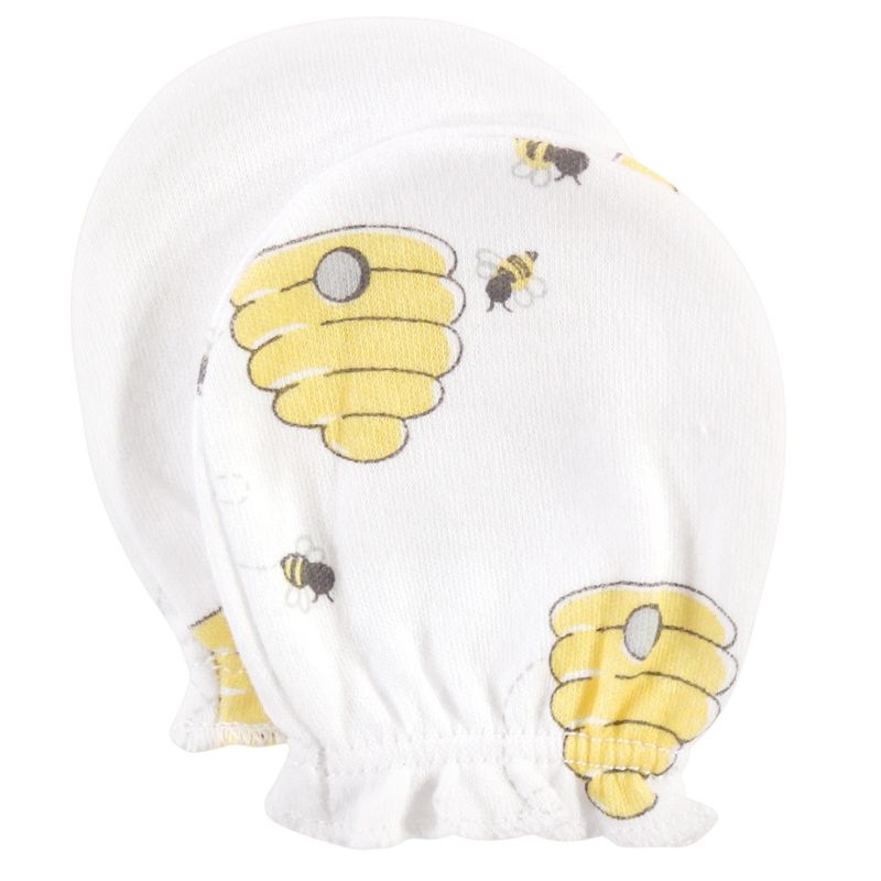 Hudson Baby Infant Cotton Scratch Mittens 10pk, Bee, One Size