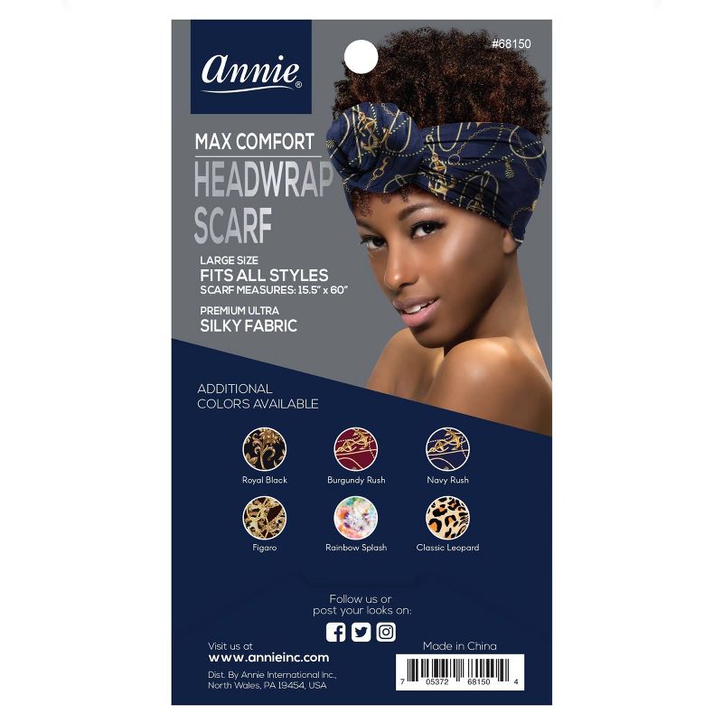 Annie International Fashion Navy Anchor Pattern Headwrap Scarf - Blue
