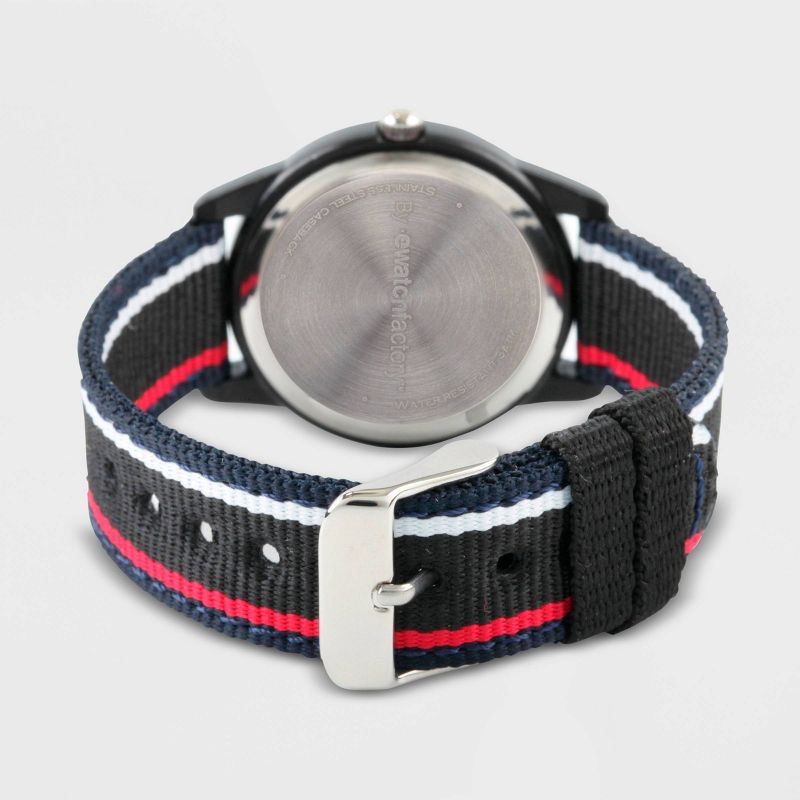 Kids' Red Balloon Plastic Time Teacher Red And White Stripe Watch - Black