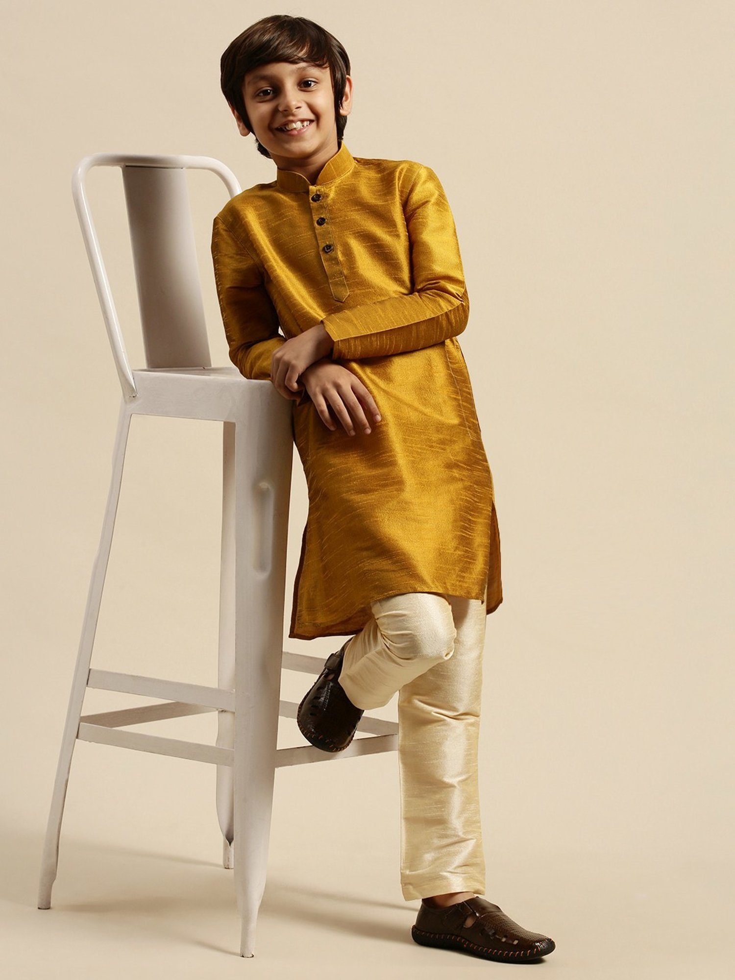 Sanwara Kids Rich Gold Regular Fit Kurta