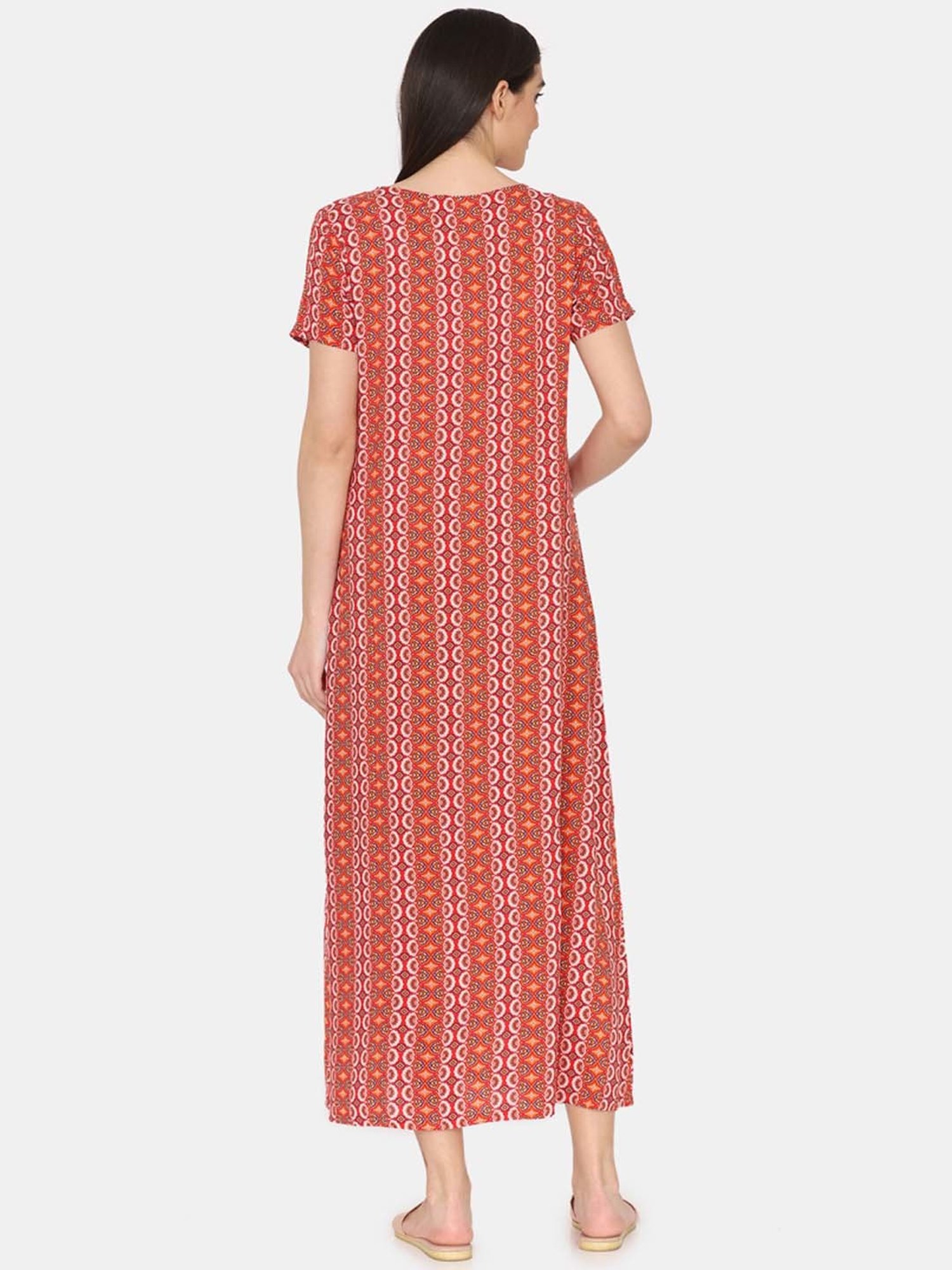 Coucou by Zivame Red Printed Maternity Nighty