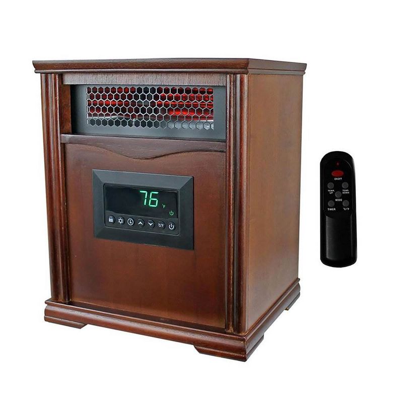 LifeSmart LifePro 4 Element 1500W Portable Electric Infrared Space Heater, Dark Oak