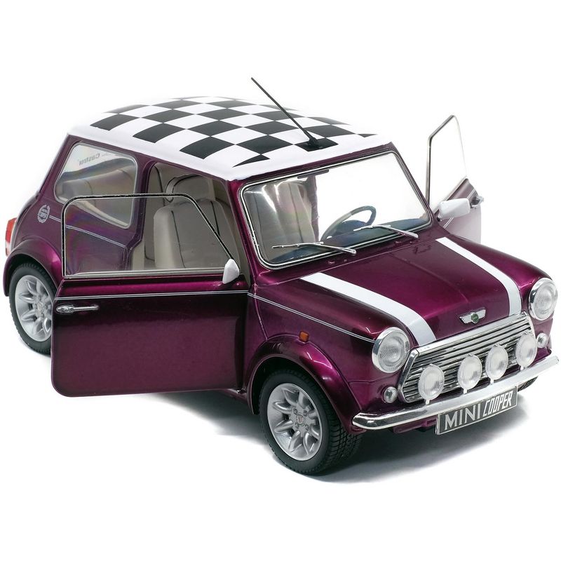 1997 Mini Cooper 1.3i Sport Purple with Check Top 1/18 Diecast Model Car by Solido