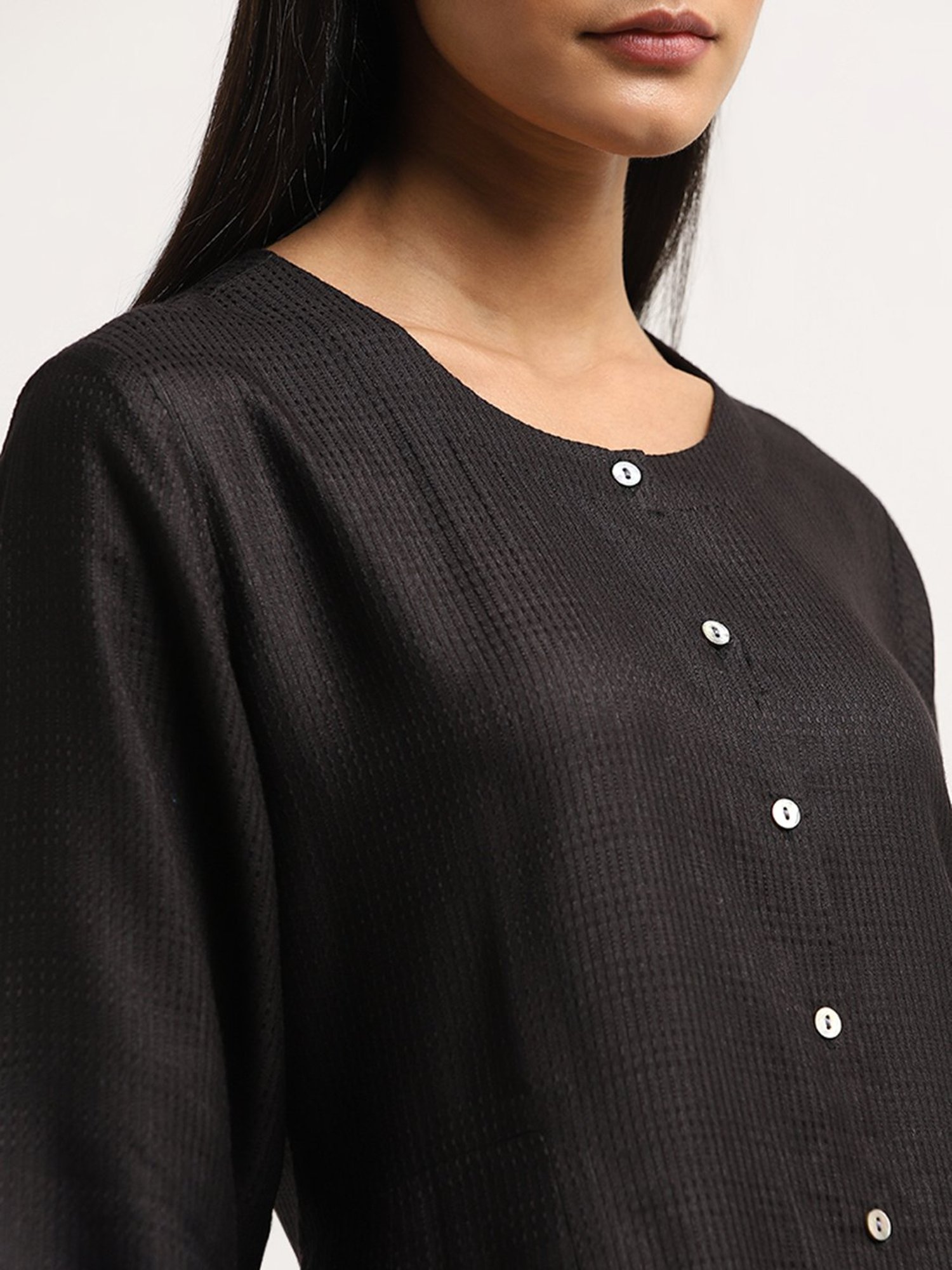 Zuba by Westside Black A-Line Cotton Kurta