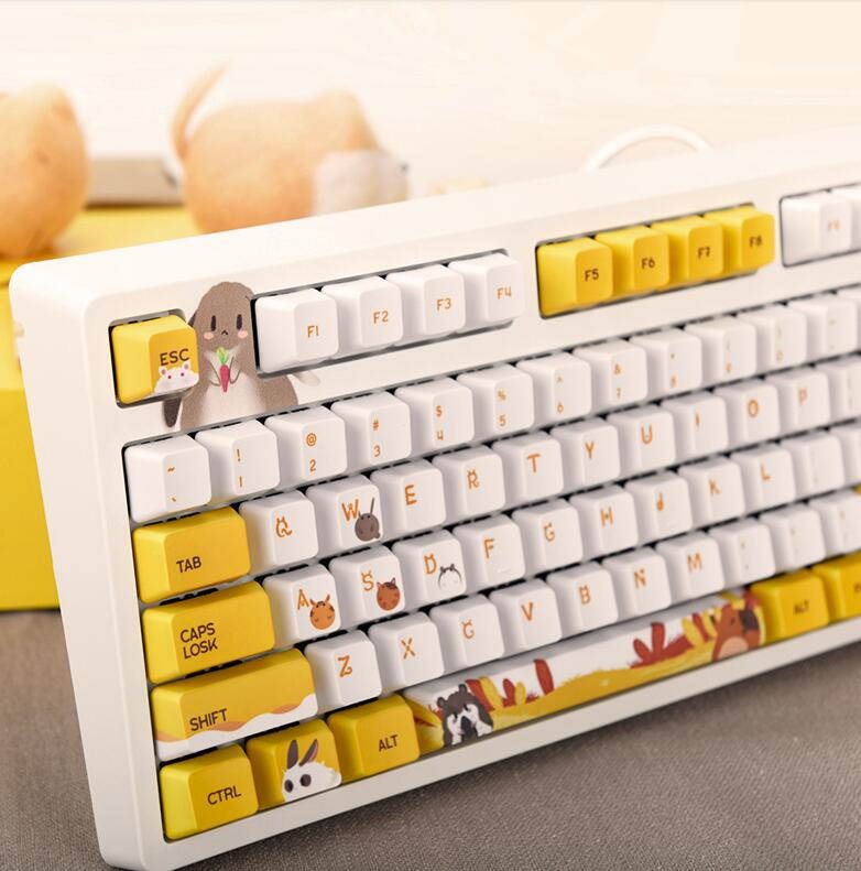 A-jazz Hairy Series Cherry MX Switch USB Wired Mechanical Gaming Keyboard, PBT Keycaps