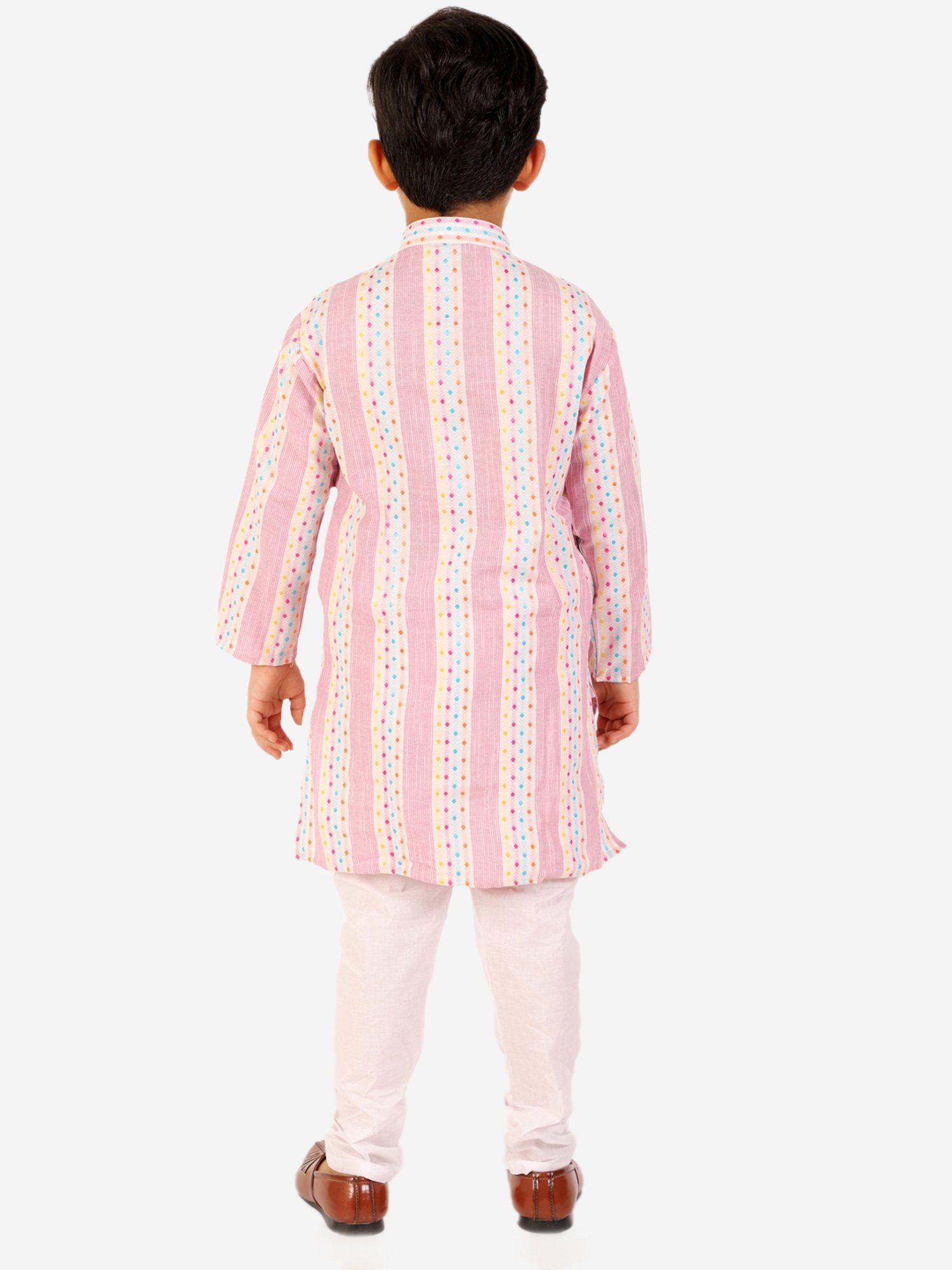 Pro-Ethic Style Developer Kids Pink & White Printed Full Sleeves Kurta with Pyjamas
