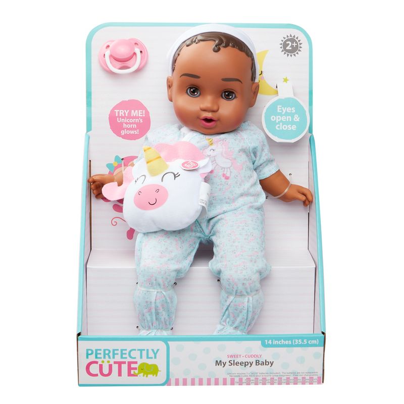 Perfectly Cute My Sleepy Baby - 14" Baby Girl Doll - Dark Brown Hair