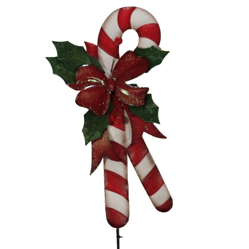 Christmas 48.5" Candy Cane W/ Holly Yard Decor Landscape Stake Poke Christmas  -  Freestanding Signs