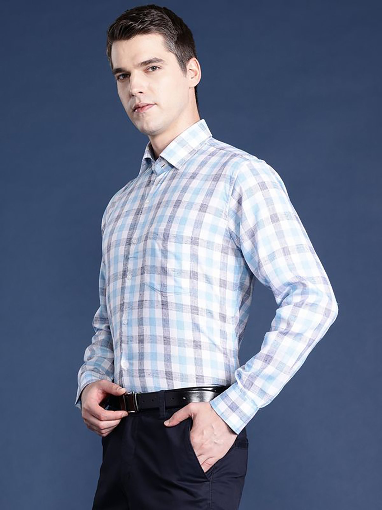 Hancock White Slim Fit Checks Shirts