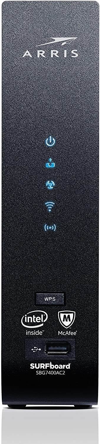 ARRIS SURFboard (24x8) DOCSIS 3.0 Cable Modem Plus AC2350 Dual Band Wi-Fi Router, approved for Cox, Spectrum, Xfinity & more (SBG7400AC2)