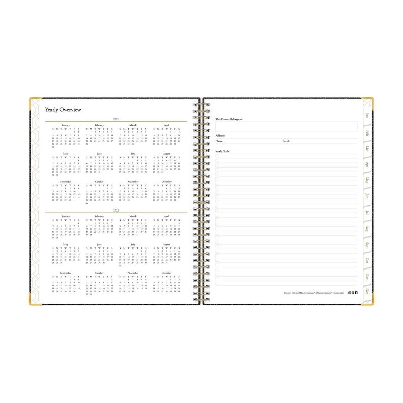 2021 Planner 7" x 9" Hard Cover Weekly/Monthly Wirebound Charcoal - Blue Sky