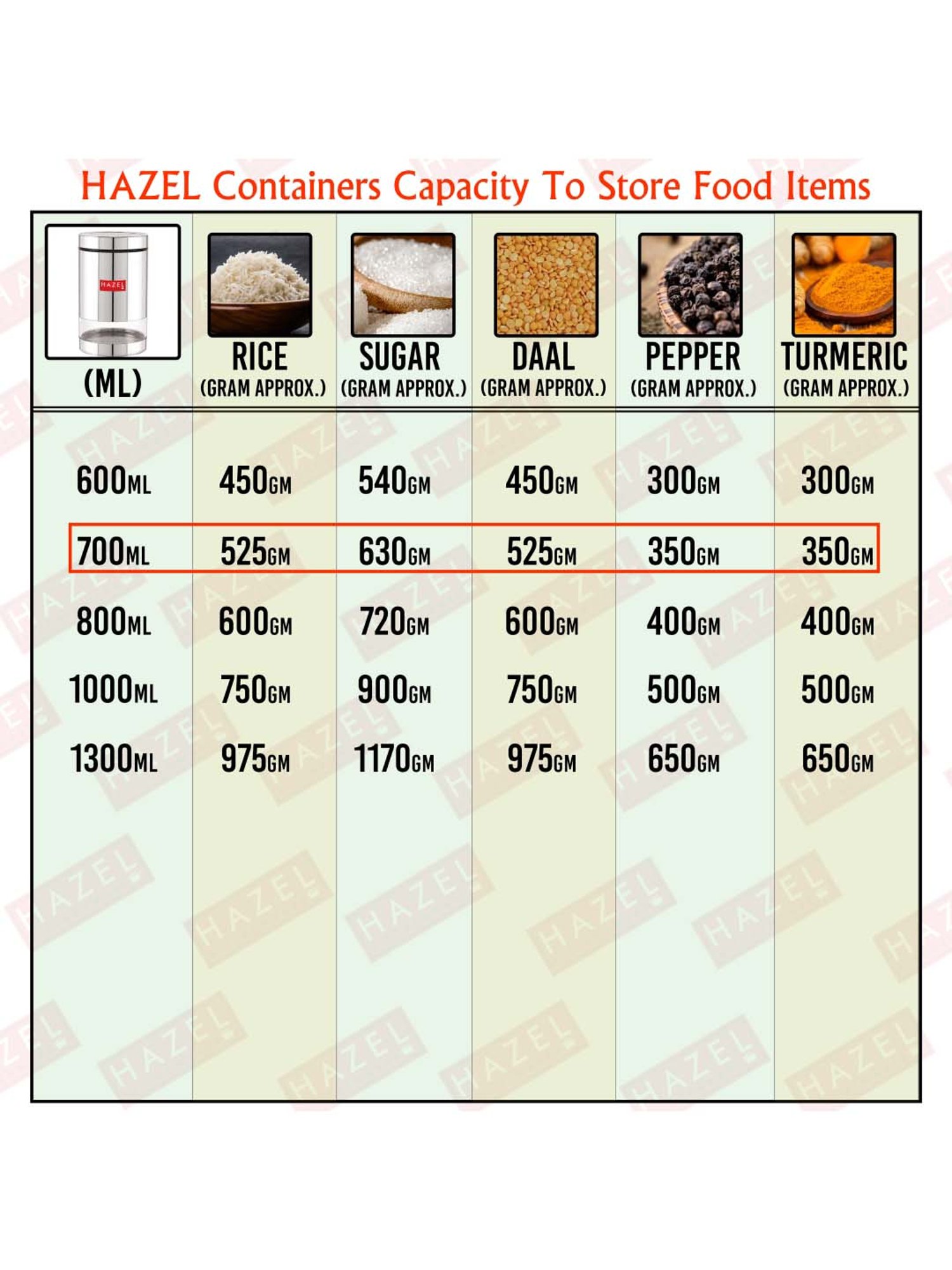 HAZEL Silver Stainless Steel Container (0.7 L) - Set of 1