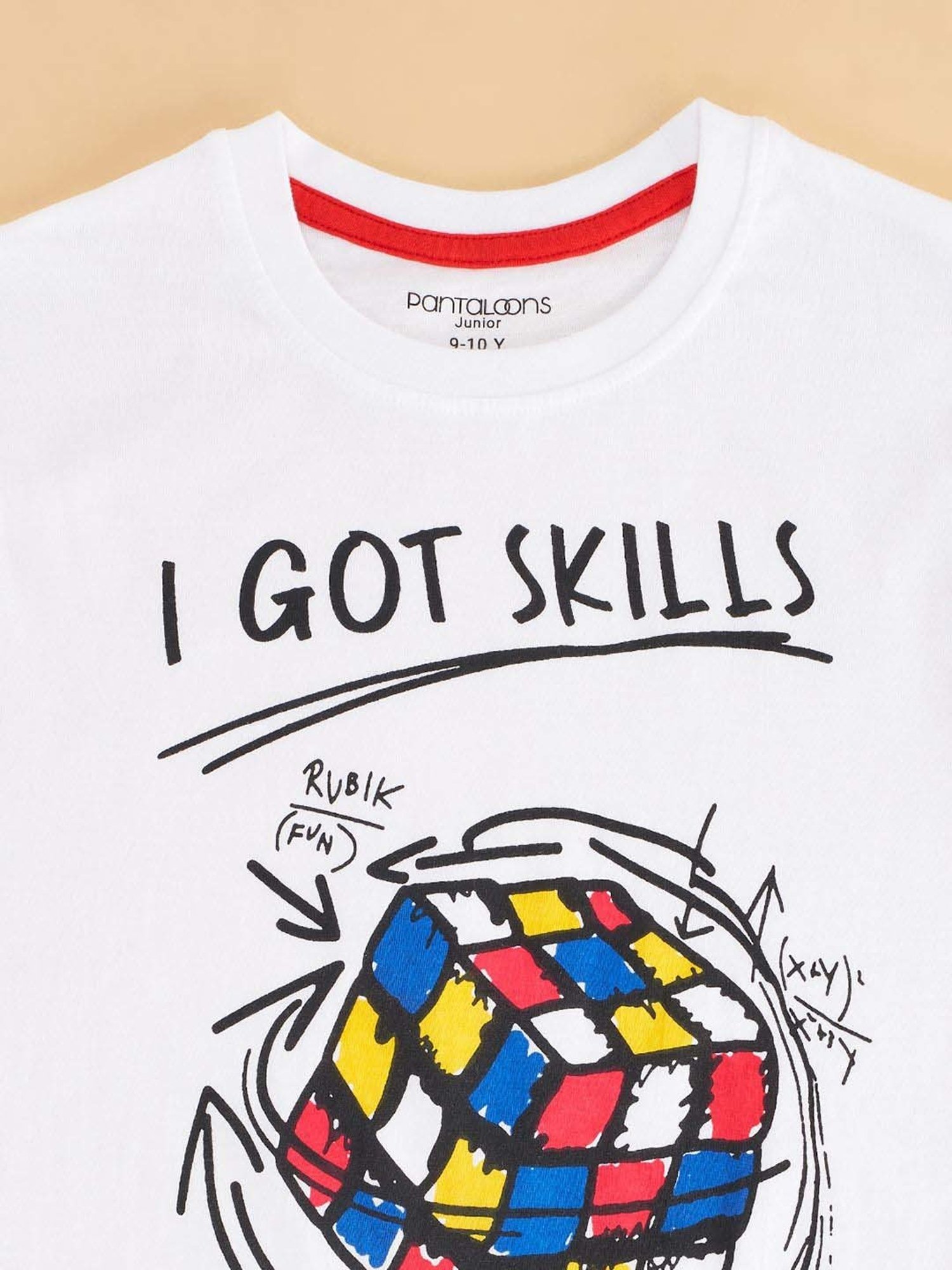 Pantaloons Junior White Cotton Printed T-Shirt