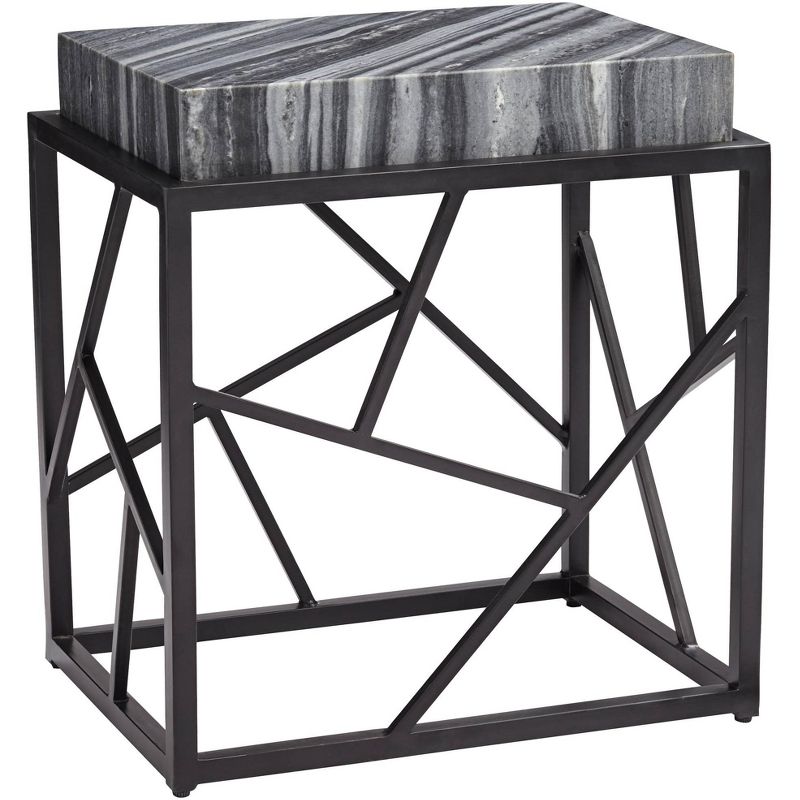 Coast to Coast Julia 38" Wide Black and Marble Accent Table