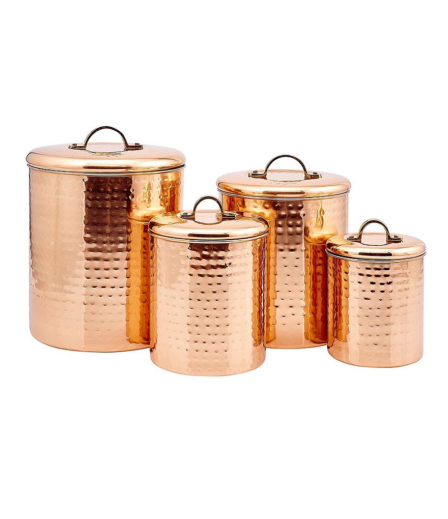 Old Dutch 4-Piece Decor Copper Hammered Canister Set