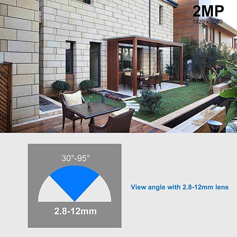 CCTV Camera HD 1080P 4in1 TVIAHDCVICVBS Security Dome Camera 28mm12mm Manual FocusZoom Varifocal Lens Weatherproof Metal Housing 36 IRLEDs Day Night Monitoring Black