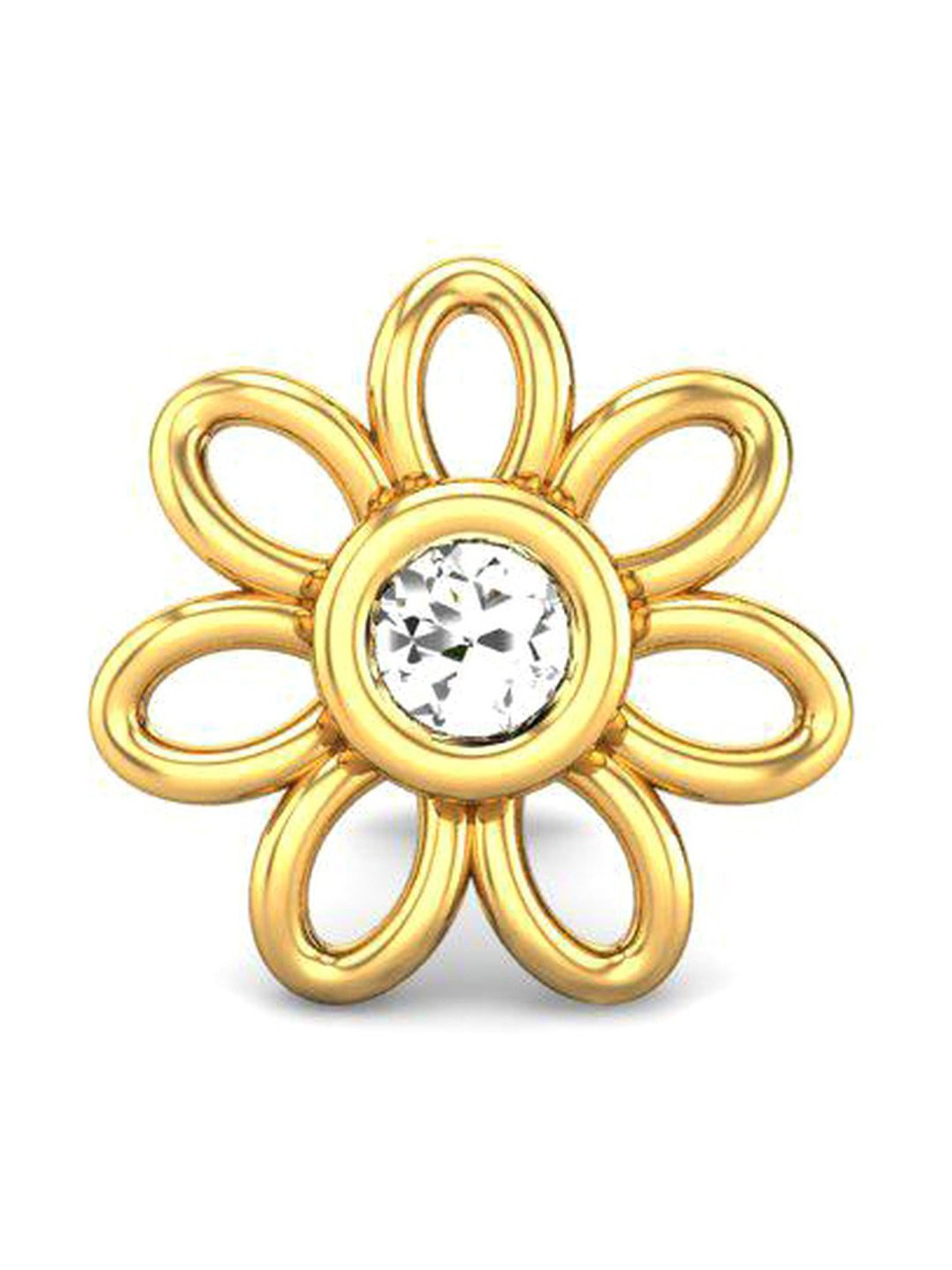 Candere by Kalyan Jewellers 18k Yellow Gold & Diamond Daisy Changeable Nosepin for Women