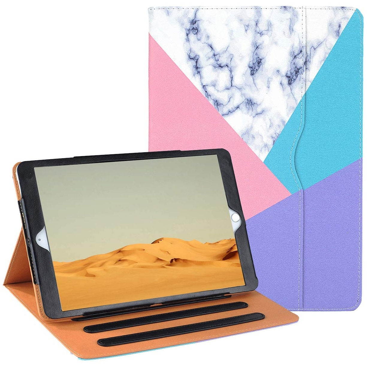 Slim Folding Smart Leather Folio Stand Case for iPad 10.2 inch (8th & 7th Gen) - Marble
