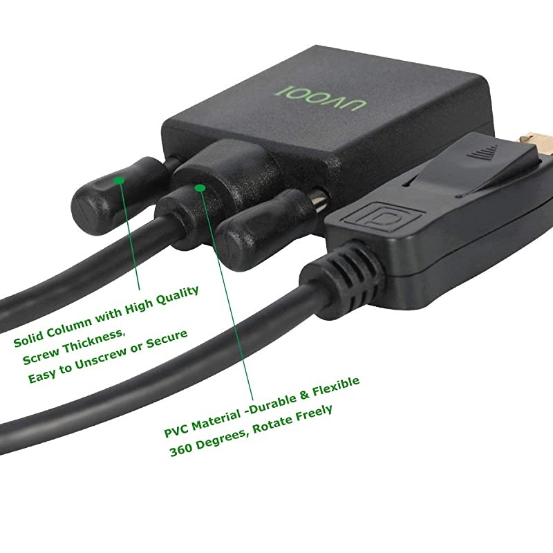 DisplayPort to DVI Cable 66 Feet  Display Port DP to DVID Male to Male Cable Adapter Compatible with PC Laptop HDTV Projector Monitor More GoldPlated