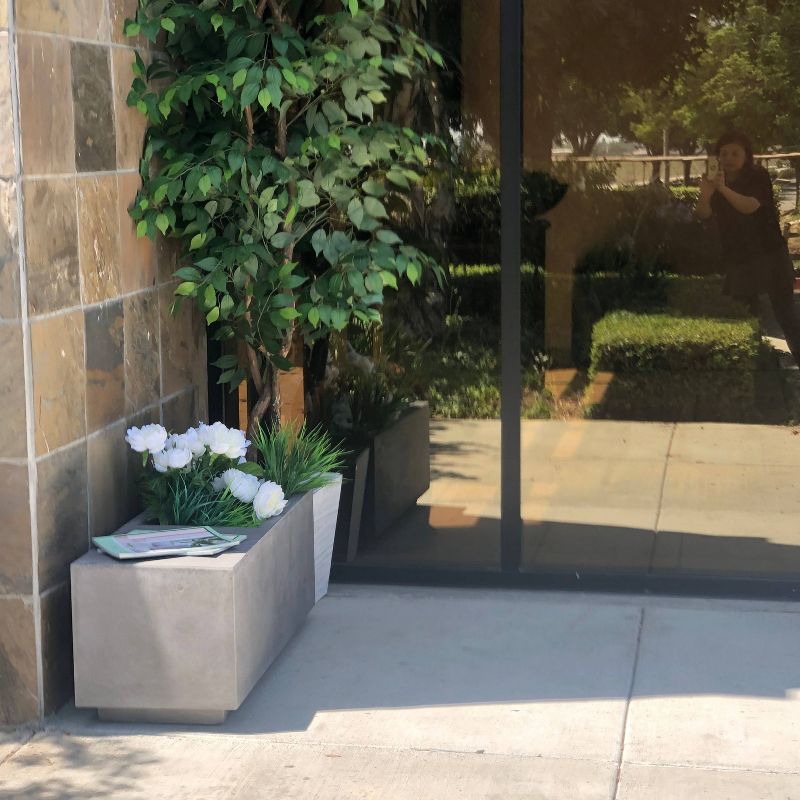 14.6" Kante Lightweight Modern Outdoor Concrete Square Planter Natural Gray - Rosemead Home & Garden, Inc.