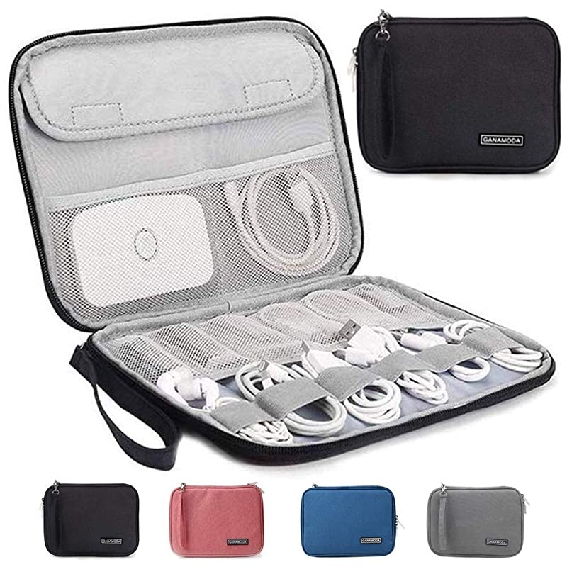 Electronics Organizer Travel Cable Bag,  Electronics Accessories Case Cord Storage Bag for Gadget/Charger/USB/Phone/Mini Tablet and More, Black